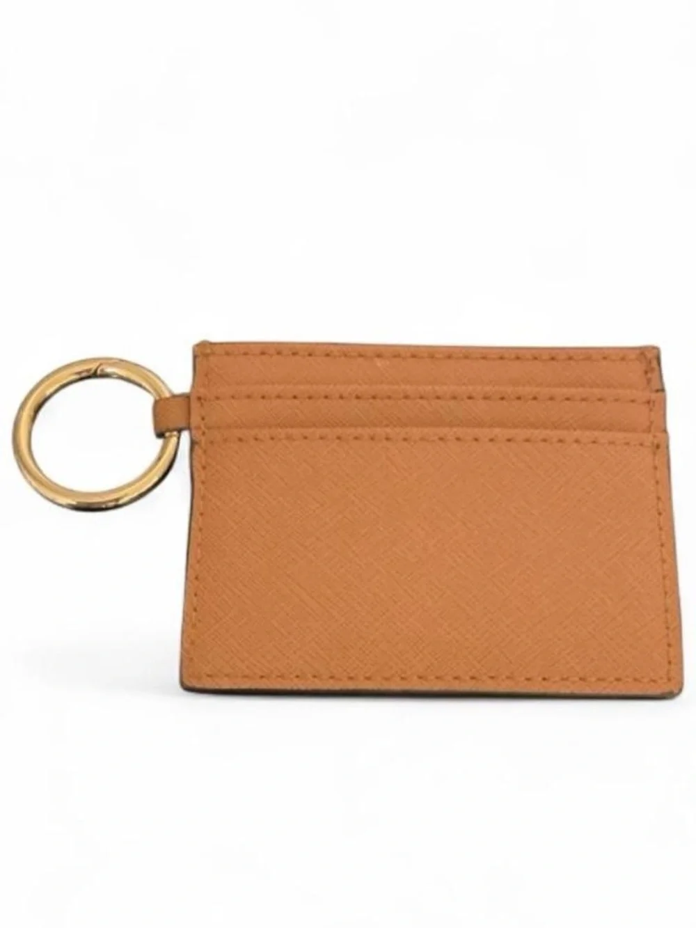 Calvin Klein Brown Leather Card Holder with Gold Keyring